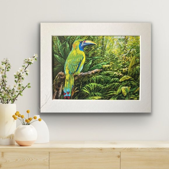 Cafe Quindio Other - 8x10" Colombia Cafe Quindio Art Print (w/mat): Green Tucan - HOME